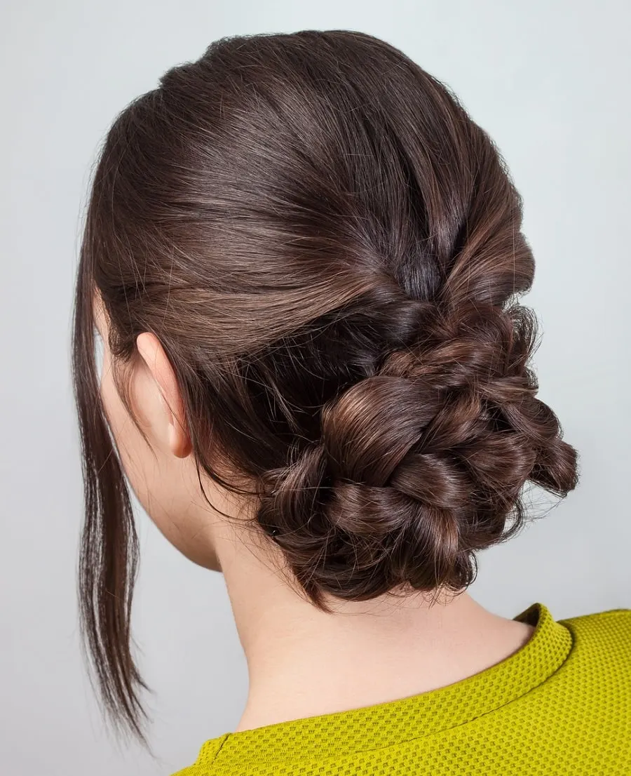 braided low bun for school