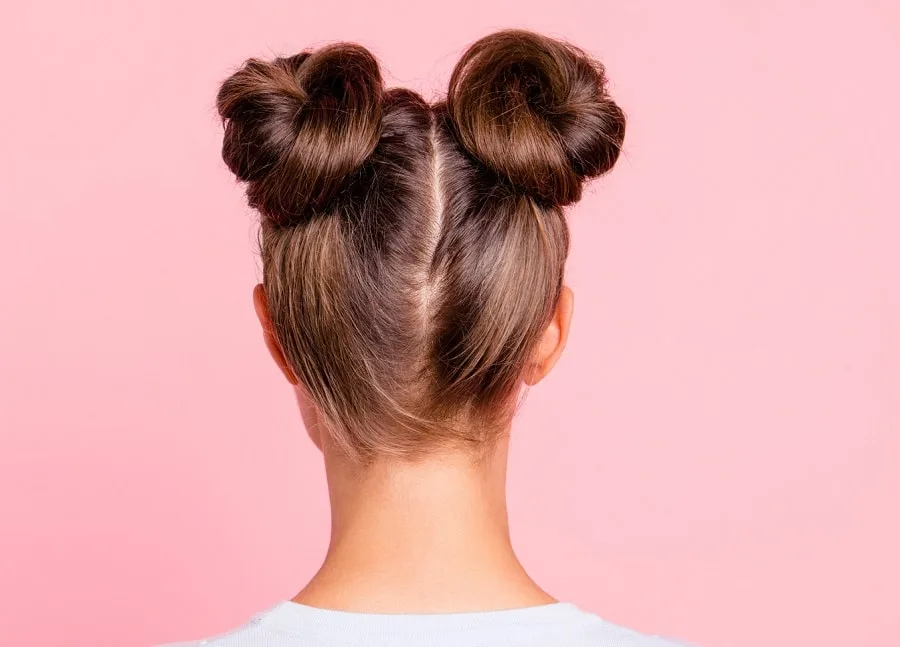 double buns hairstyle for school