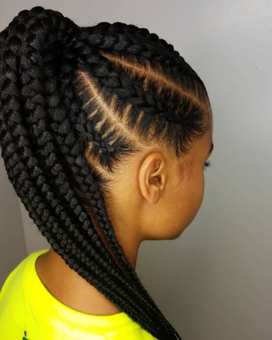 Cornrows Braids With High Ponytail