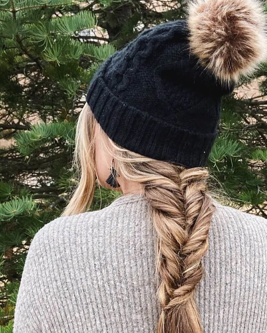 Thick Fishtail Braid With Side Bangs