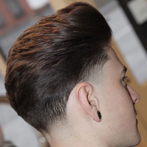 Brushed Back Hairstyle With Classic Low Taper