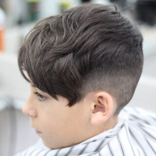 Messy Forward Swept Hairstyle With Taper Fade 320x320 
