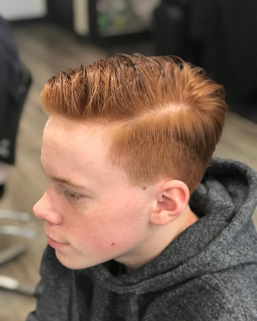 Textured Side Swept With Taper Fade