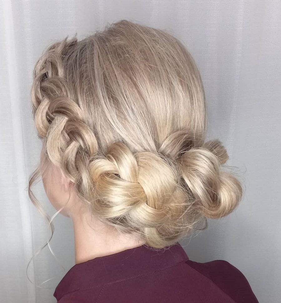 homecoming hairstyle with braids and bun