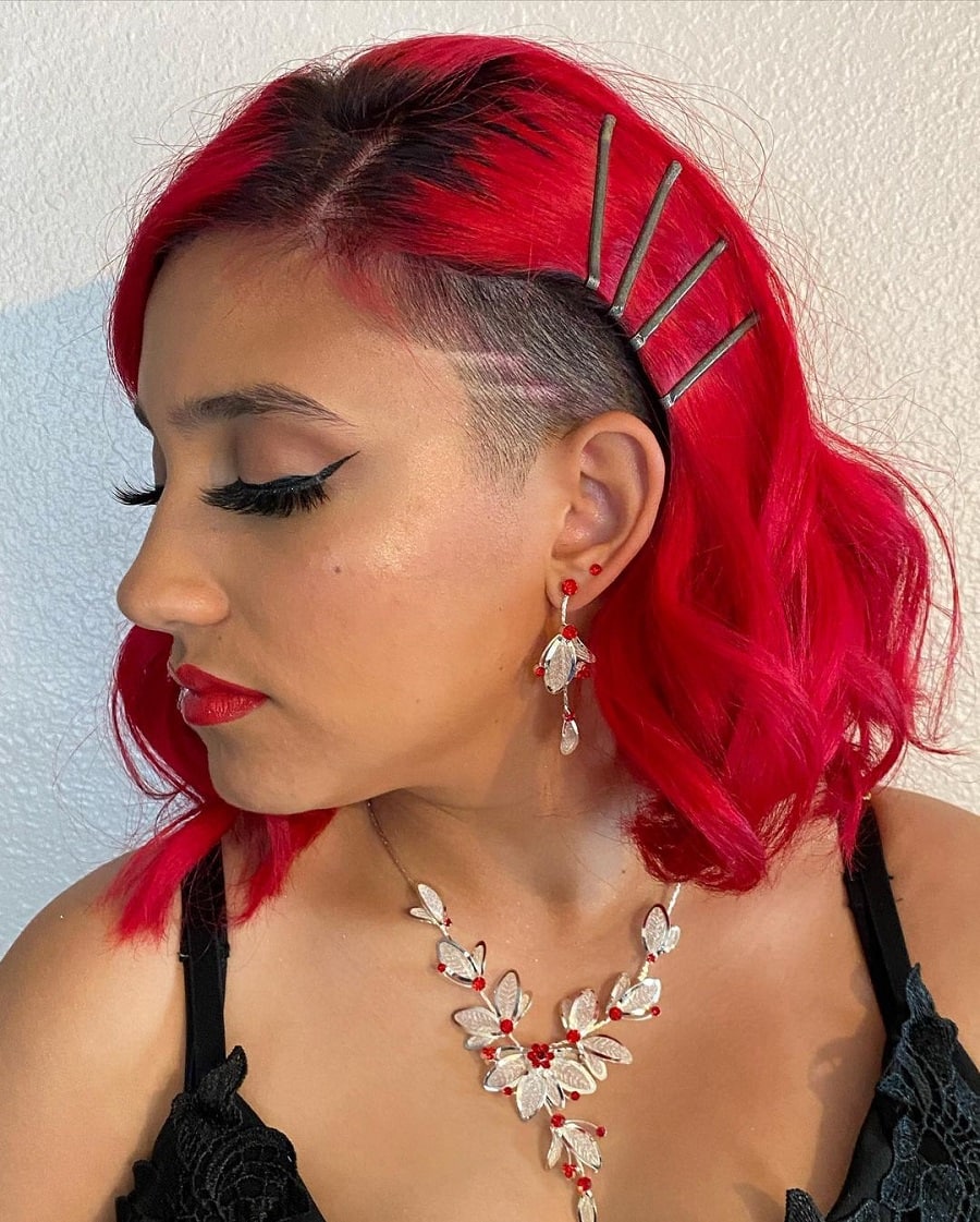 homecoming hairstyle with short red bob