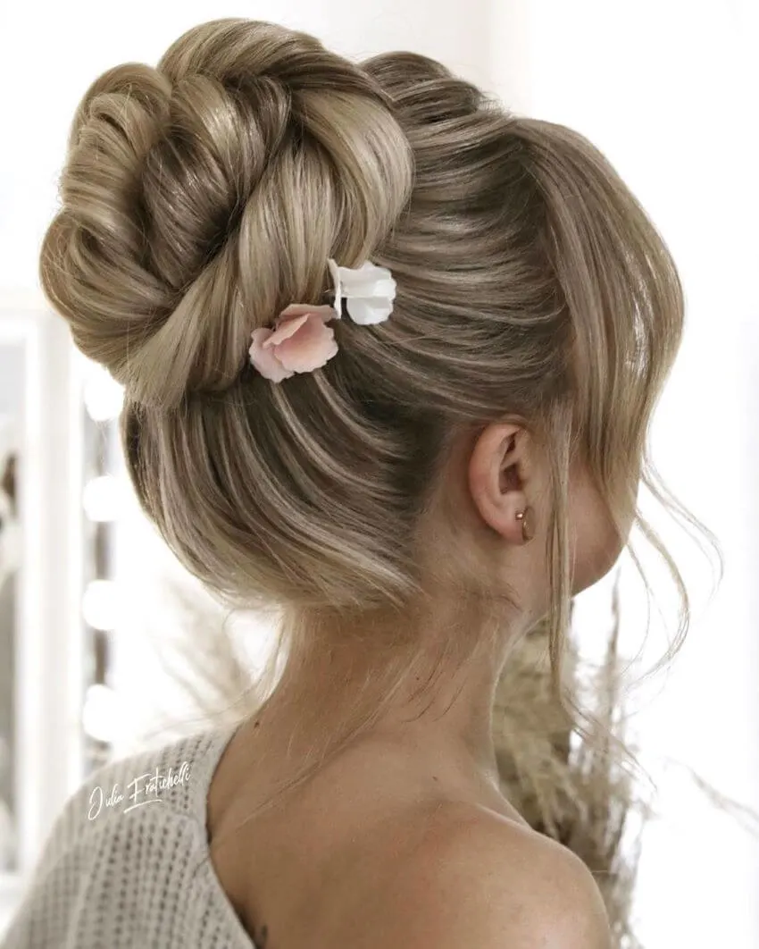 Chignon With Side Swept Bangs