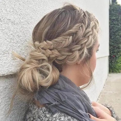 Double Braided Messy Hair Bun