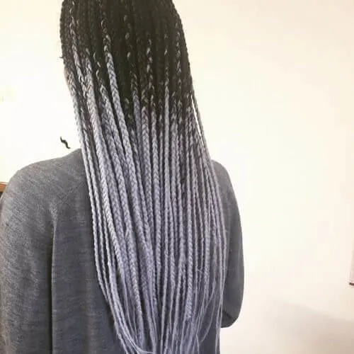 Silver Ombre Braids With Black Roots