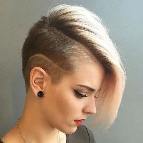 Asymmetrical Pixie Haircut With Shaved Lines