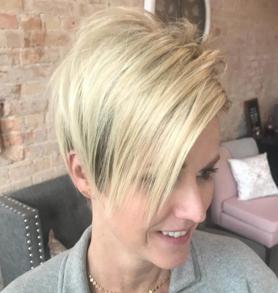 Blonde Chopped Pixie With Longer Bangs