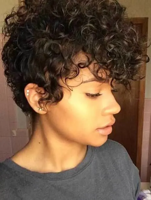 Pixie Haircut With Curly Top