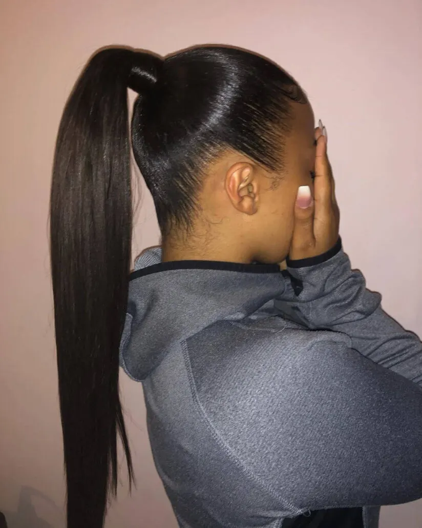 Combed Back With High Ponytail