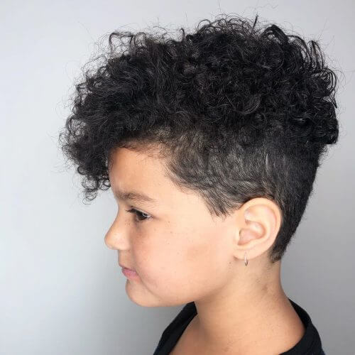 Curly Top With Fringe And Faded Sides