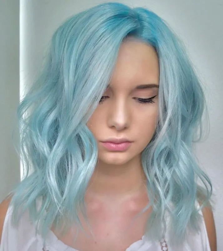 Casual Hairstyle For Platinum Blue Hair