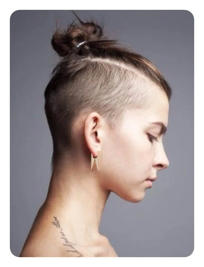 Combed Back Top Knot With Undercut