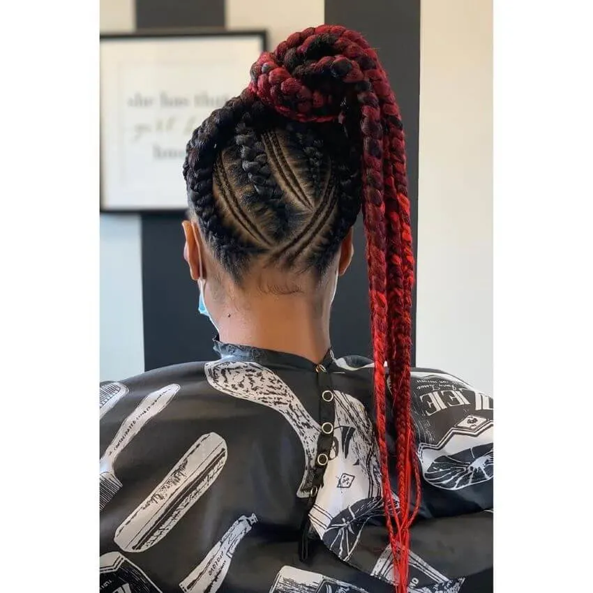 Dreadlocks With Red High Ponytail