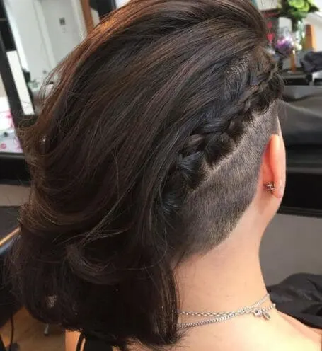 Long Hair With Undercut And Diagonal Braid