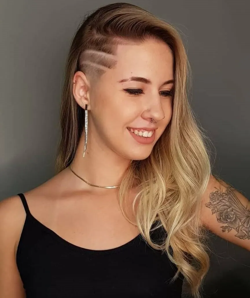Long Hairstyle With Wavy Tips And Undercut