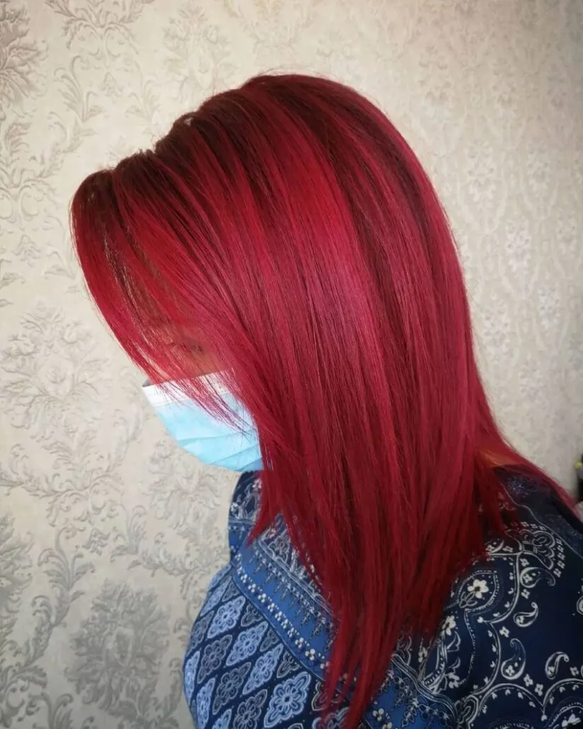Side Swept Red Hair With Layers