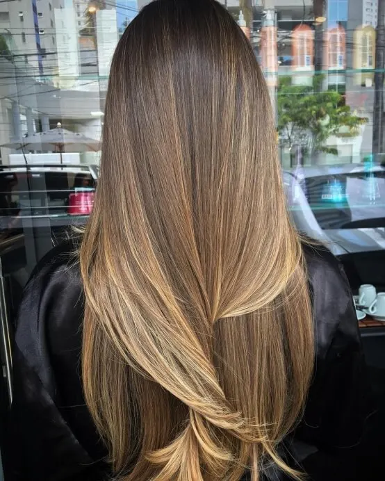 Straight Light Brown Hair With Highlights