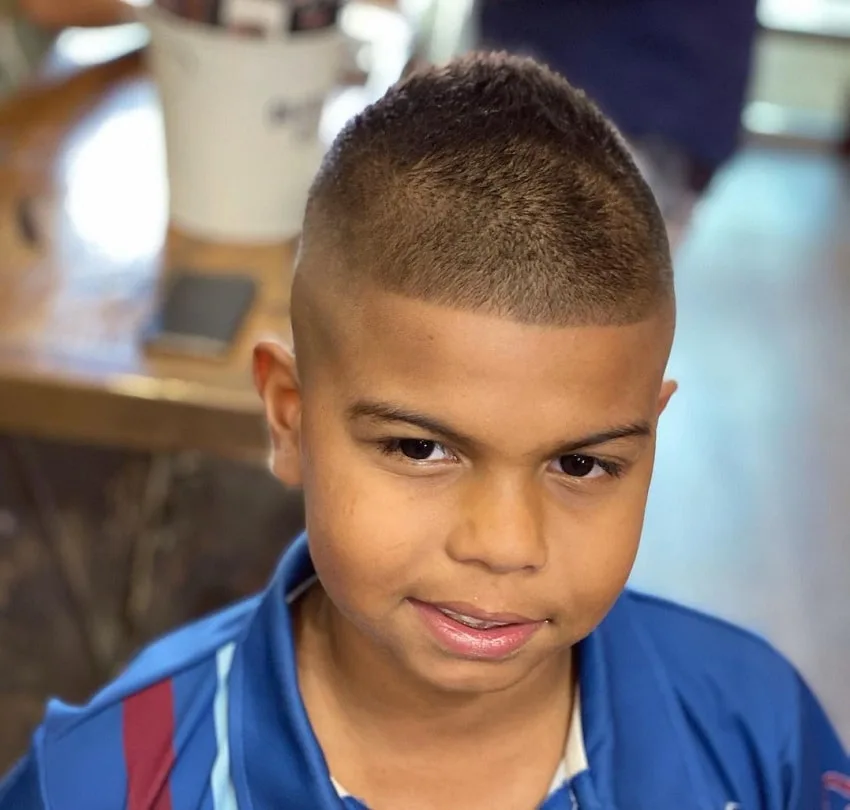 short bowl haircut with fade for boys