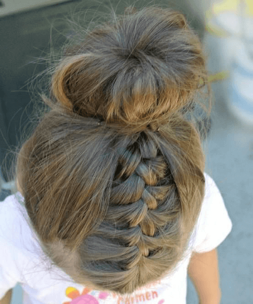 Combed Back Hairstyle With Braid And Bun