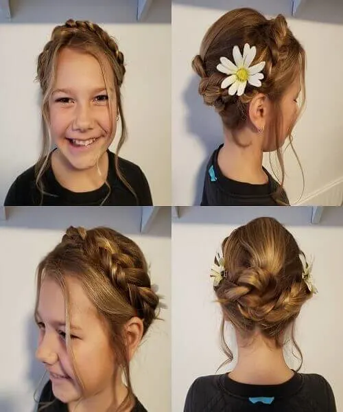 Easy Updo With Crown And Beautiful Wavy Fringes