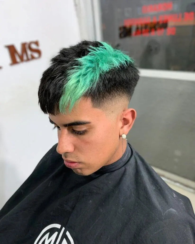 Fade Hairstyle With Colored Stripe