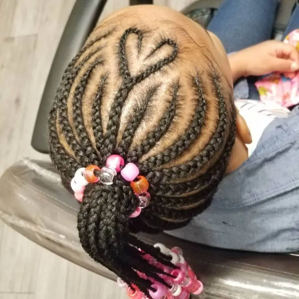 Heart Shaped Braided Hairstyle With Beads