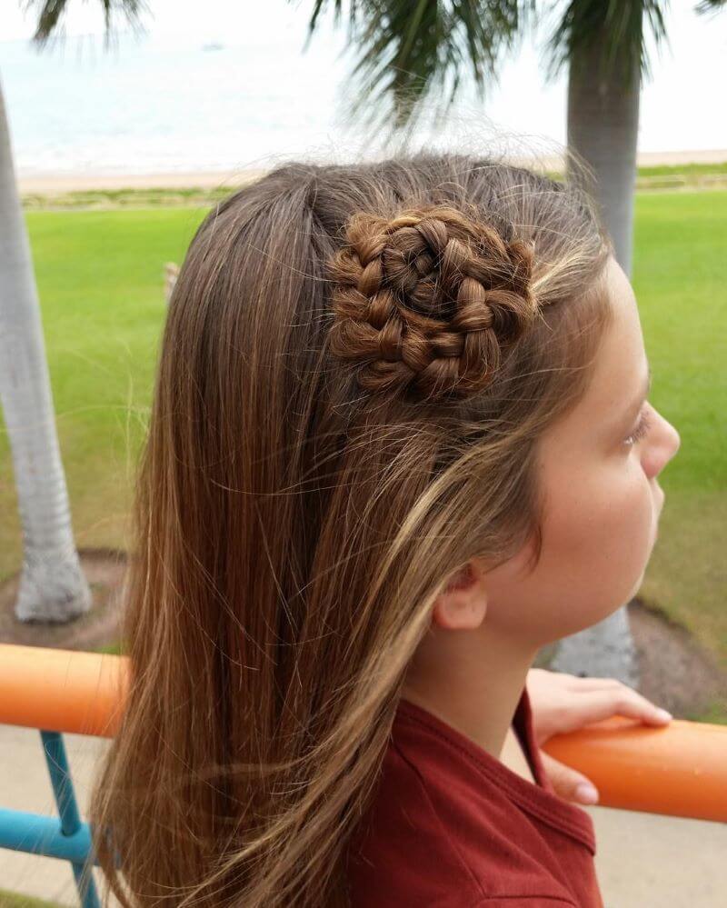 Long Hairstyle With Side Braided Bun