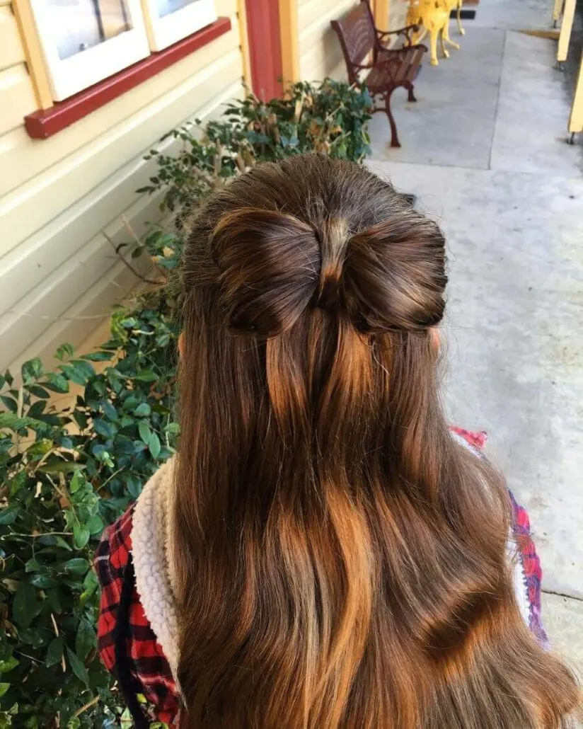 Shoulder Length Hairstyle With Bow Bun