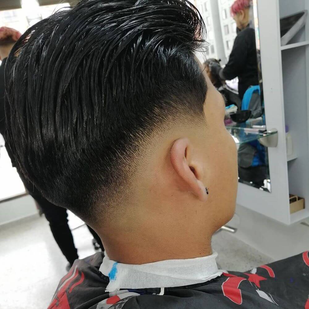 Textured Combed Back With Side Fade