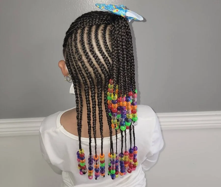 half up braids with beads