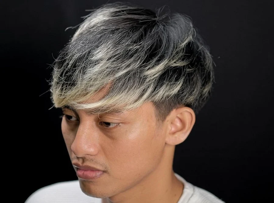 two block haircut with blonde highlights 