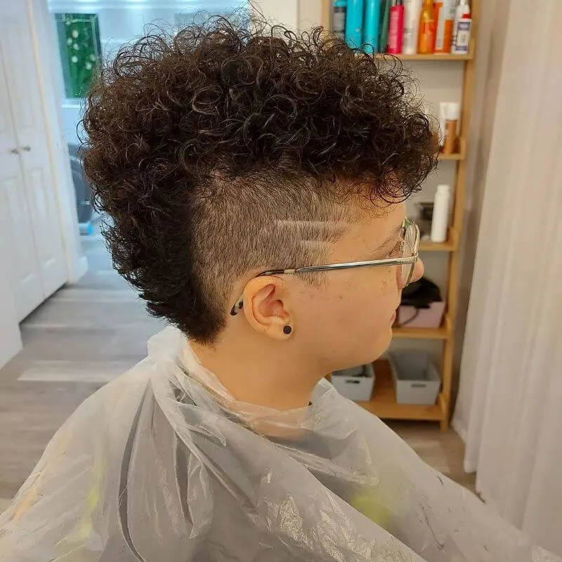 Curly Mohawk With Undercut And Design