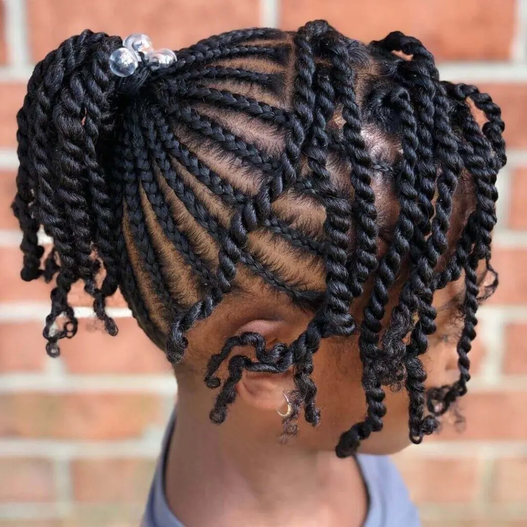 Cornrows With Braided Bangs And Short Ponytail