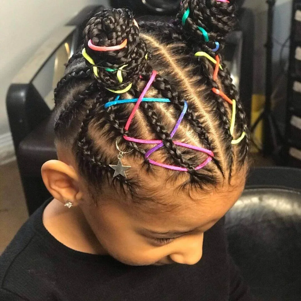Cornrows With Thin Braided Pigtails