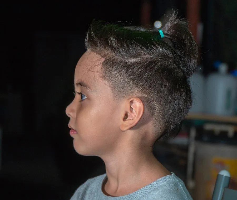 little boy ponytail with undercut