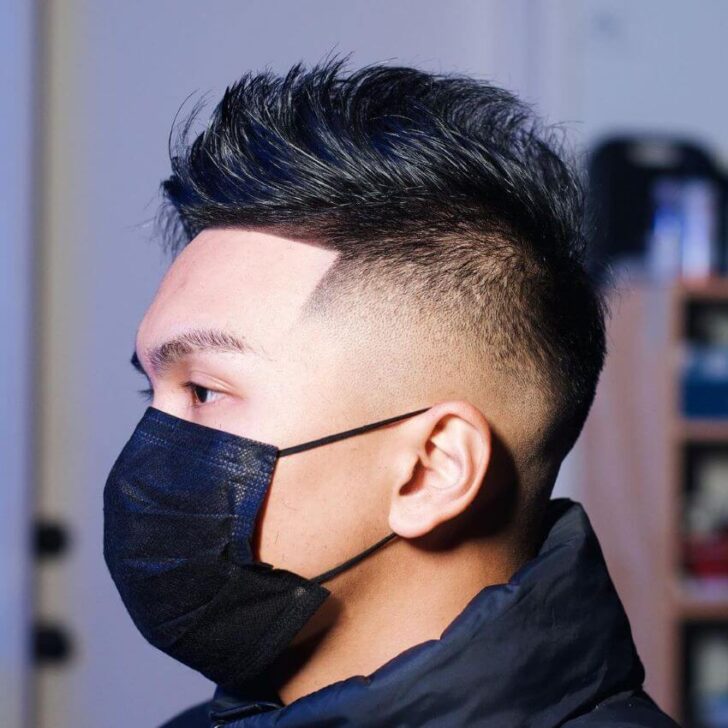Layered Pushed Back Hair With A Temple Fade1 728x728 