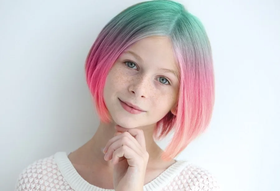 ombre bob hairstyle for little girl