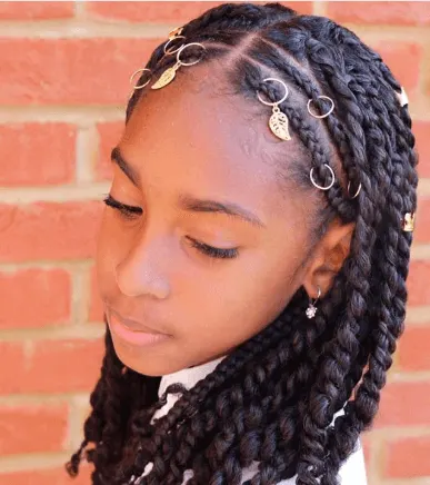Center Parted Braids With Hair Accessories
