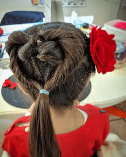 Twisted Heart Ponytail With Beautiful Flower