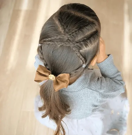 Cross Braided Hairstyle With Long Ponytail