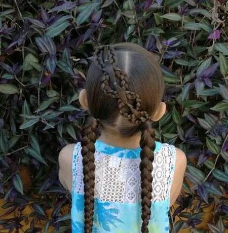 Cross Braided Hairstyle With Pigtails