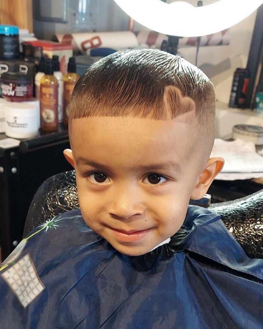 little boy haircut with design
