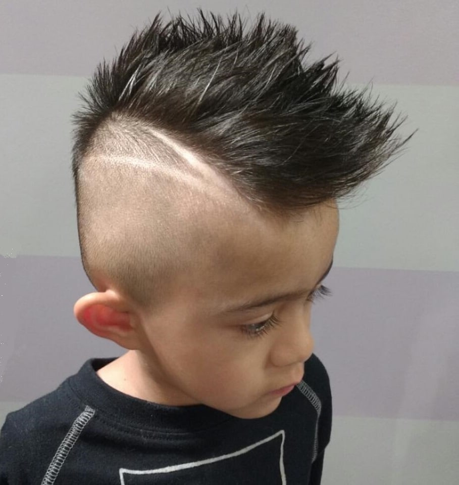 little boy mohawk with bald fade and design