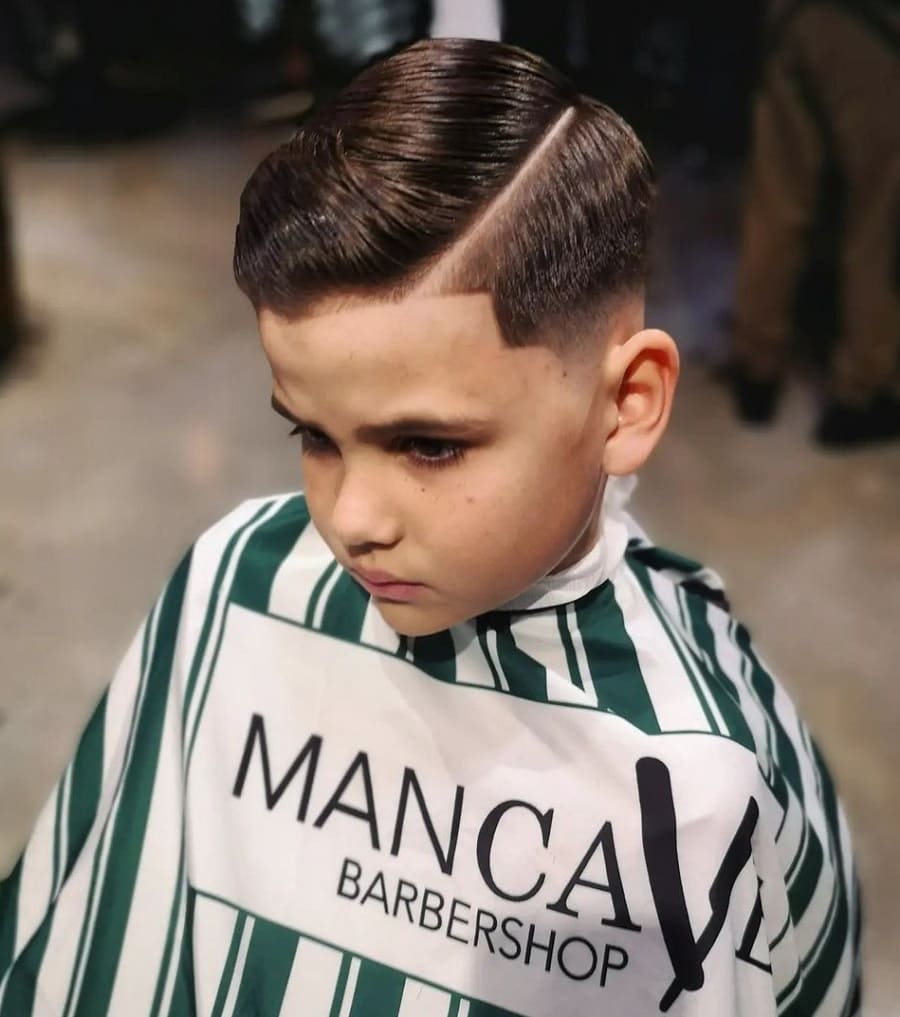 little boy haircut with line design