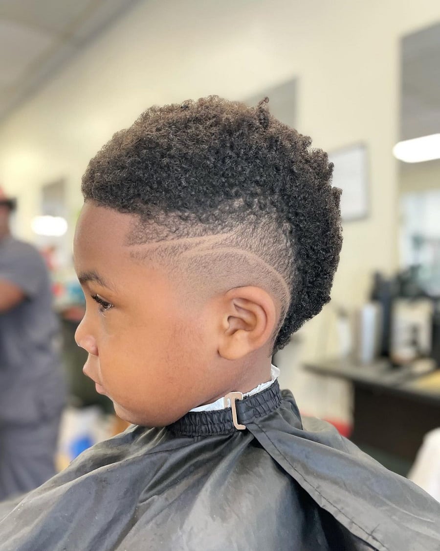 little black boy afro hair with design