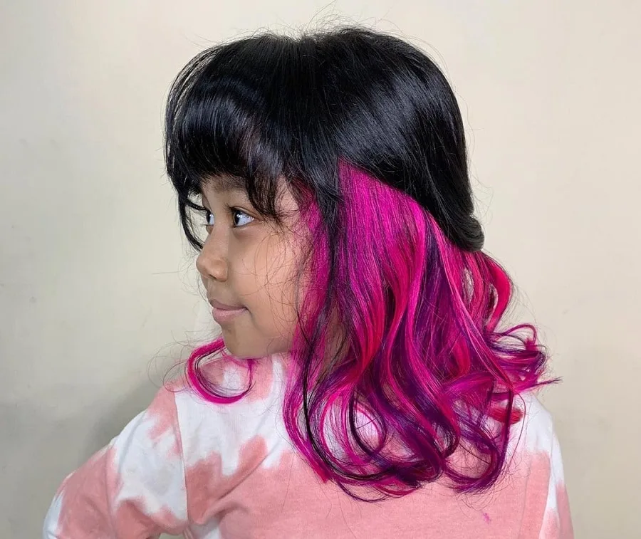 dark pink peekaboo highlights for little girls