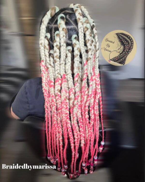 Colorful Box Braids With Beads